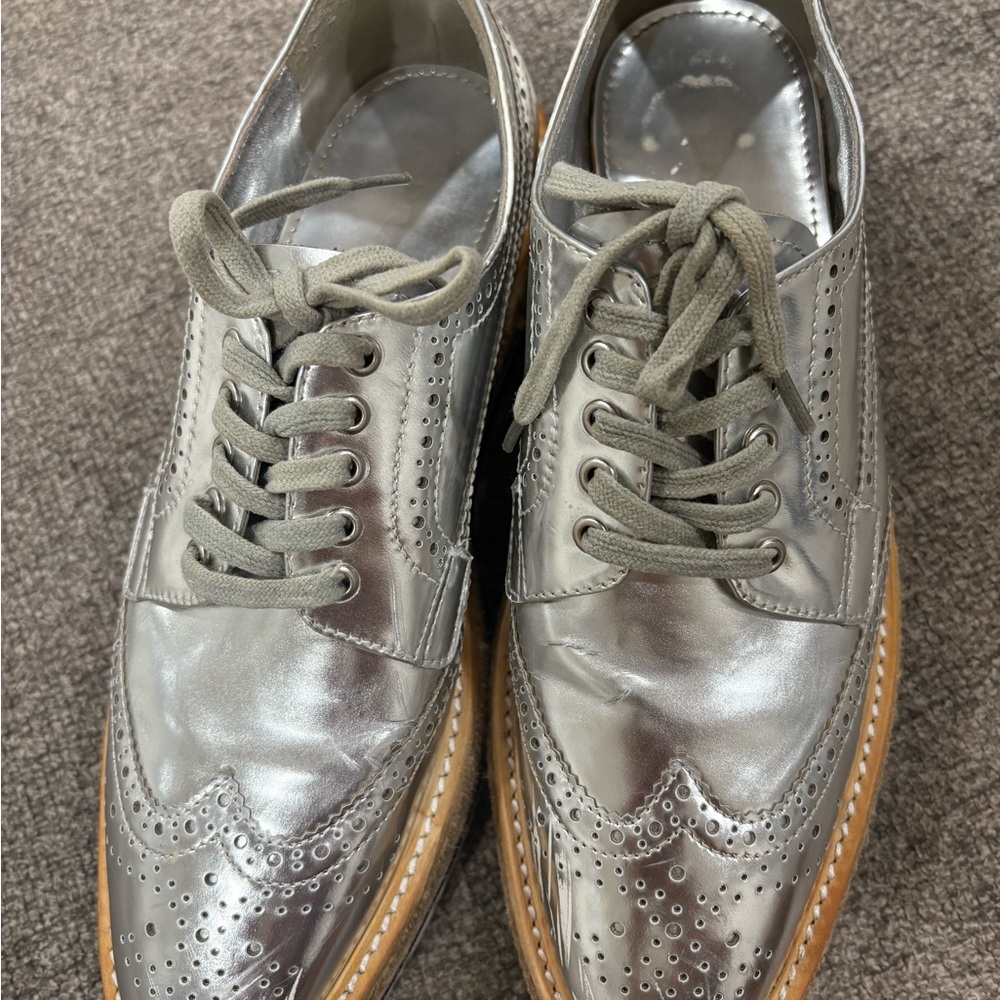 Prada Silver Platform Oxfords - image 2